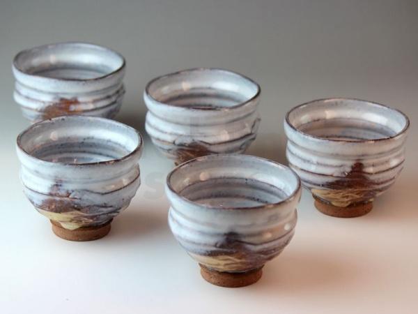 Hagi ware Japanese pottery yunomi tea cups shiun Keichiro Sho 270ml set of 5