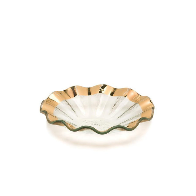 Annieglass Ruffle Bowl with 24K Gold Rim, 7"