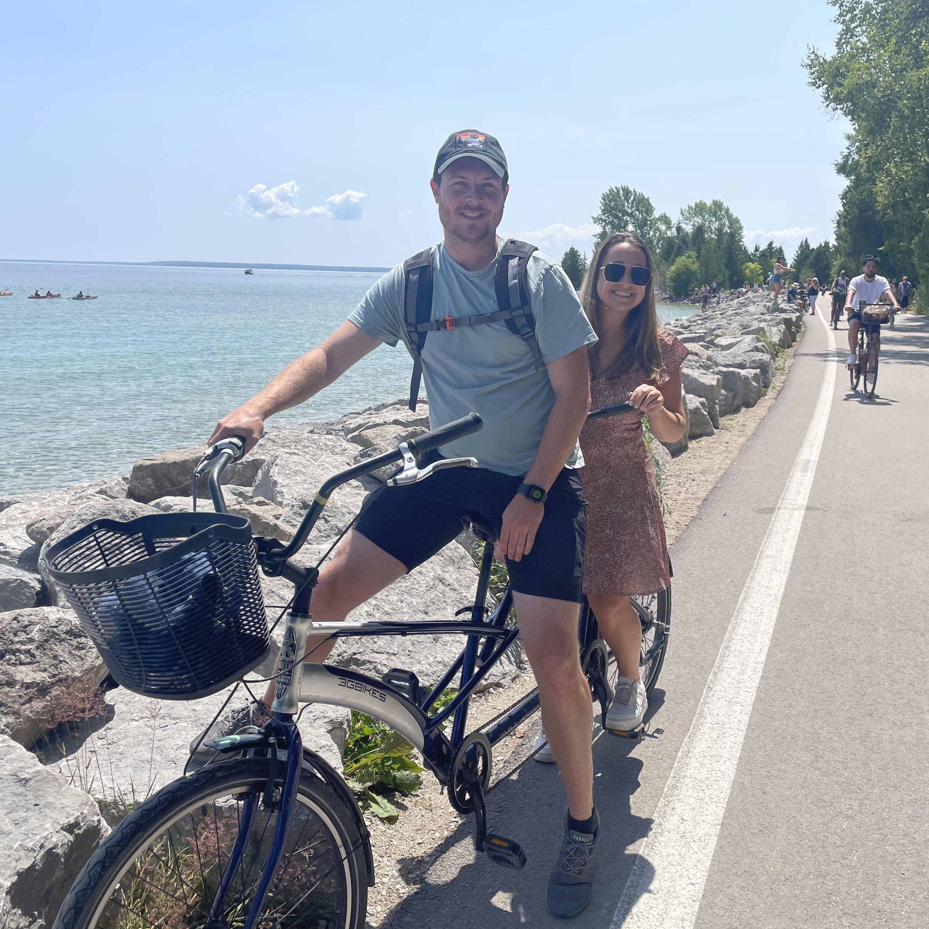 Tandem biking on Mackinaw Island