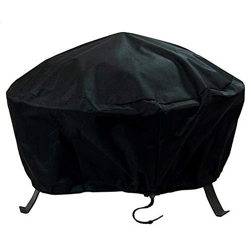 Sunnydaze Round Outdoor Fire Pit Cover - Weather Resistant Black Heavy Duty Vinyl PVC with Drawstring Closure - 48 Inch