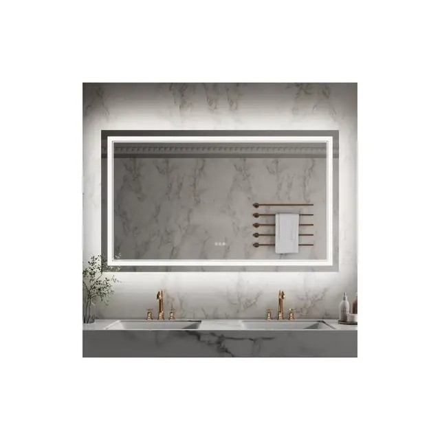 ExBrite Front and Back-lit Dimmable LED Anti-Fog Bathroom Mirror, Linea Series, 60"W x 36"H