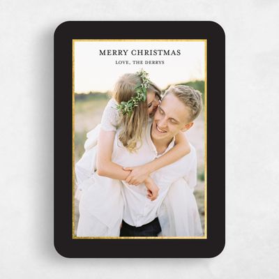 Black Rounded Holiday Card - Montmartre Foil