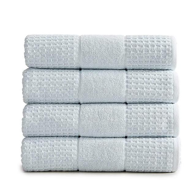 100% Cotton Super Soft Luxury Bath Towel Set | Quick-Dry and Highly Absorbent | Waffle Textured | 550 GSM | Includes 4 Bath Towels | Harper Collection (Spa Blue)