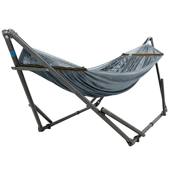 Tranquillo WUQT Adjustable Foldable Polyester Net and Carry Bag Hammock Stands, Double, Grey