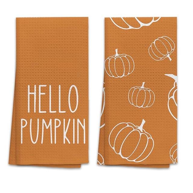 OHSUL Fall Kitchen Towels Decor, Autumn Pumpkin Decor, Fall Hand Dish Towels, Fall Autumn Decor Decorations for Home, Fall Bathroom Decor, Housewarming Gifts, Set of 2