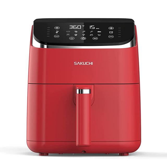 Sakuchi Air Fryer Large 5.8 Quart Air Fryers, Best Women's Day Present Gift ,10-in-1 Digital Air Fryer Oven Cooker with 10 Preset Cooking Programs, LED Touch Screen, Non-Stick Tray Basket, Auto Shut-Off, Pot Dishwasher Safe, 1500W (Red)