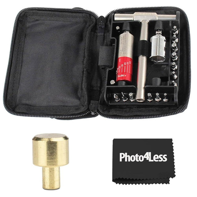 Fix It Sticks Tightening +/- 10% Accurate 15-65 inch-lbs All-In-One Torque Driver Tool Kit w/T-Way Wrench Bits Socket Adapters Bundle Brass Hammer Head Steel Insert Bit