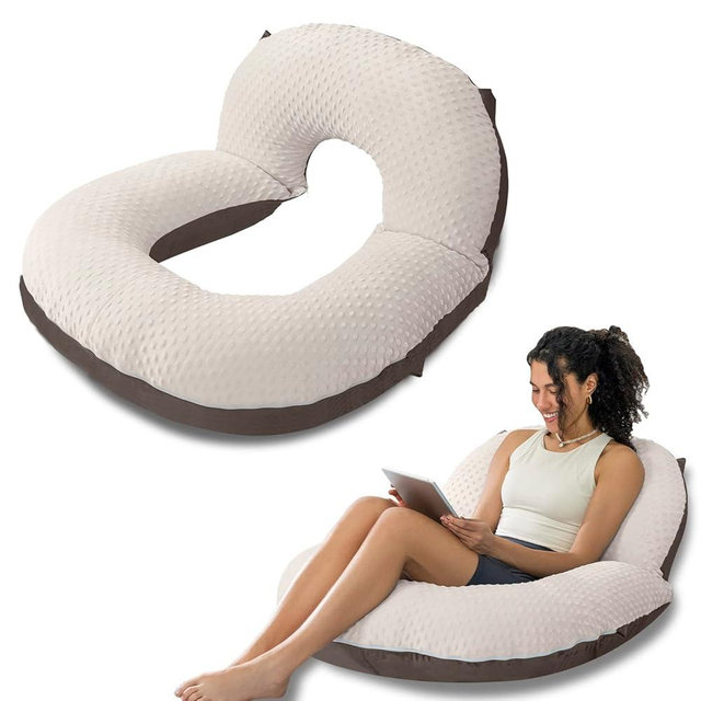 INSEN Reading Pillow, Back Pillow for Sitting in Bed for Reading, Nurse & Relax, Reading Pillow for Adults, Moms & Kids, Sit Up Pillow for Bed (Dot Velvet-Brown, Basic)