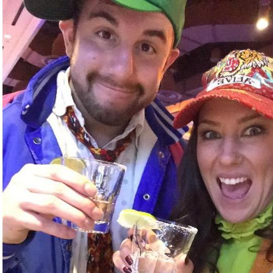 Shortly after we met we discovered our shared loved for tequila and costumes. This was our first "goodwill date" (go to goodwill, purchase an outfit for your partner, wear the outfits out in public)