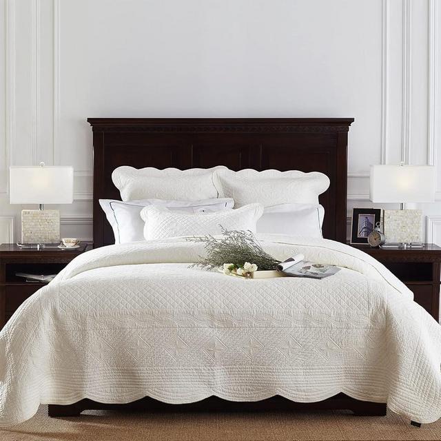 Calla Angel Sage Garden Luxury Pure Cotton Matelasse Quilt Queen, Ivory