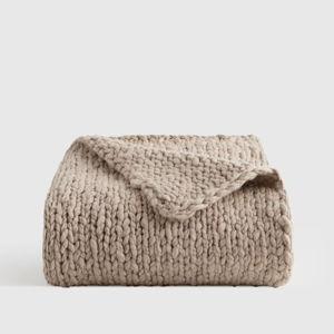 Quince Chunky Hand Knit Wool Throw in Neutral