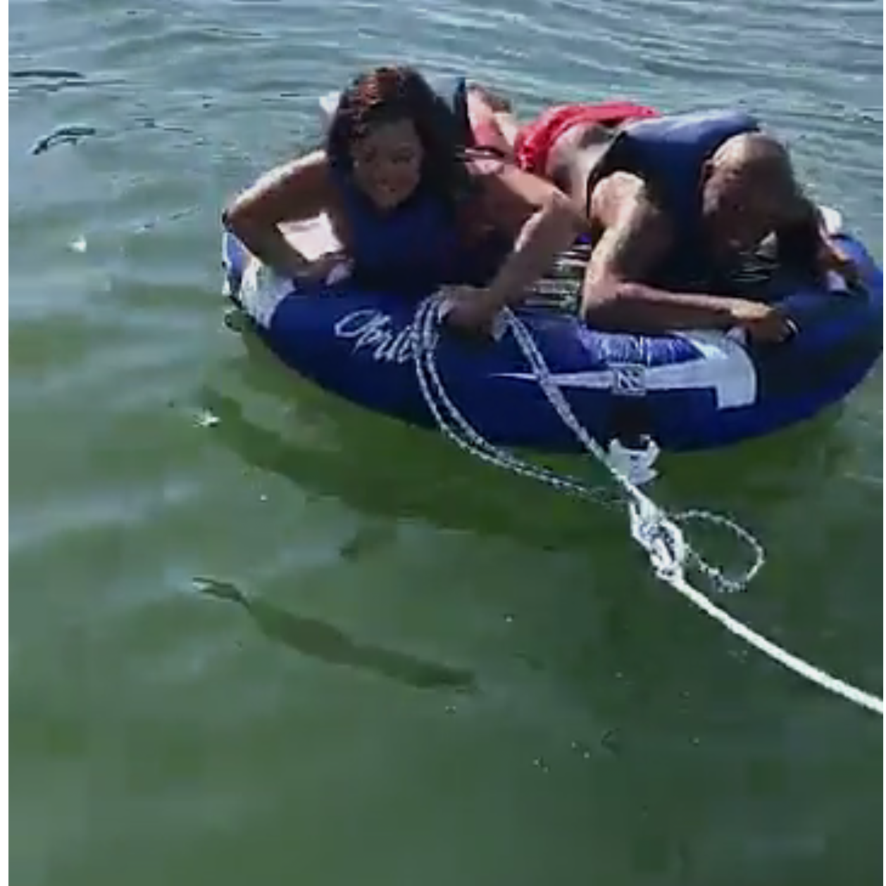 Enjoying a little competitive tubing, trying to see who can last the longest, SML 2017. My recollection of events, the BRIDE won!