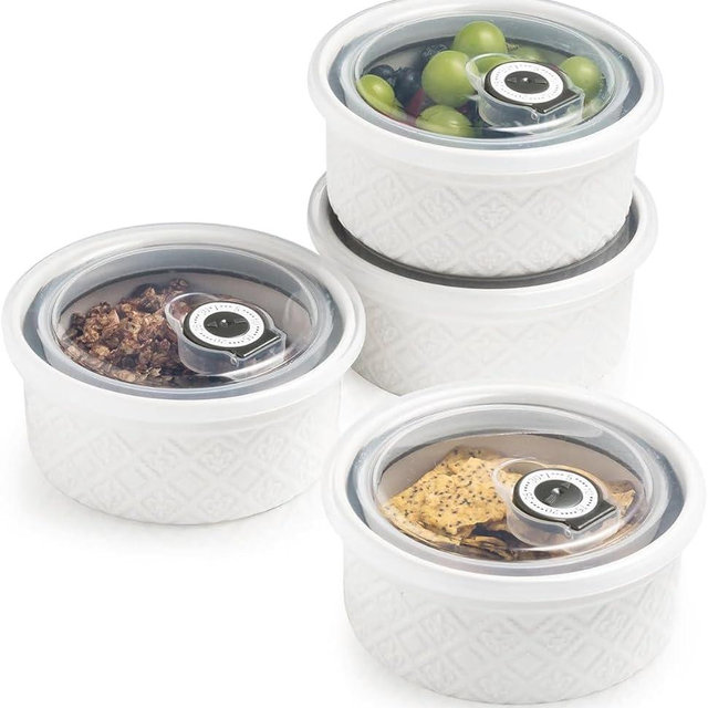 MISSYSSIM 16 oz Creme Brulee Ramekins Oven Safe, Small Souffle Ramekin with lid, Mini Porcelain Ramekins Set with Covers, Small Ceramic Baking Dish Set of 4