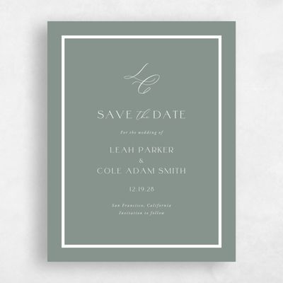 Deep Sage, Green Wedding Save the Date - Artvin Portrait