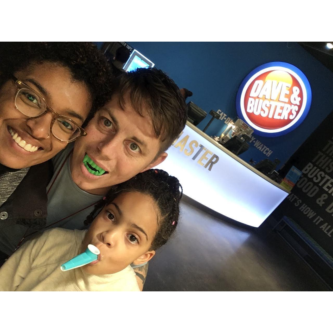 Celebrating Layla's 7th birthday at Dave & Busters (San Antonio, Feb. 2019)