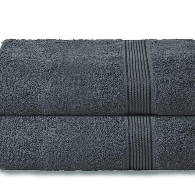 Elvana Home Cotton 2 Pack Oversized Bath Towel Set 28x55 inches, Large Bath Towels, Ultra Absorbant Compact Quickdry & Lightweight Towel, Ideal for Gym Travel Camp Pool - Charcoal Grey