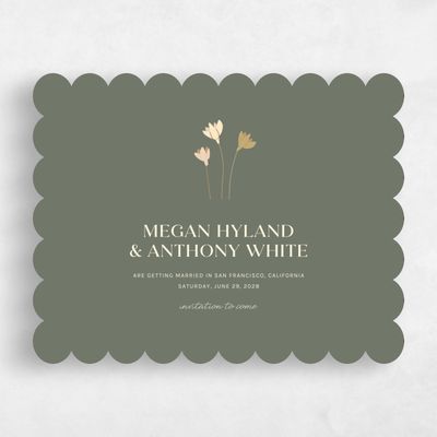 Green Scalloped Wedding Save the Date - Brendlyn Landscape