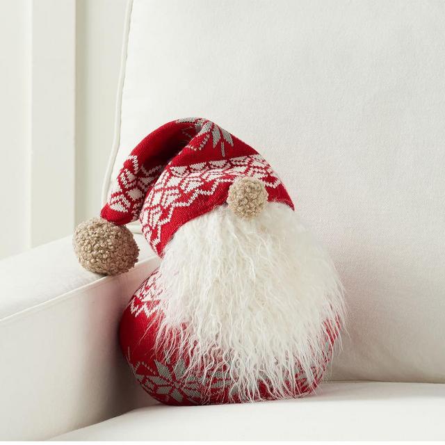 Sven Gnome Shaped Pillow, 15", Red Multi