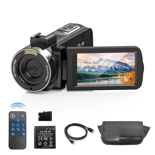 Focusify Video Camera, 2.7K UHD 48MP Camcorder with 3.0 Inch IPS Touch Screen, 270° Rotation, 16X Digital Zoom Vlogging Recorder, Include Remote Control and 32G SD Card