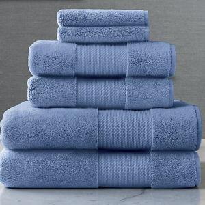 Frontgate Resort Collection; Bath Towels, Set of Six; Mediterranean Blue