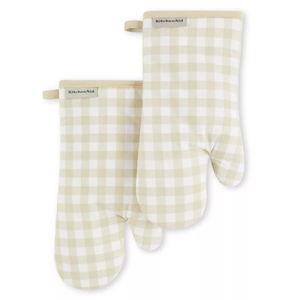 KitchenAid Gingham Oven Mitt 2-Pack Set (Milkshake)