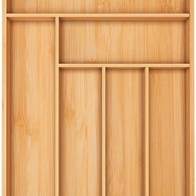 Utopia Kitchen Bamboo Silverware Organizer- 6 Compartments - Bamboo Drawer Organizer - Bamboo Hardware Organizer (Natural)