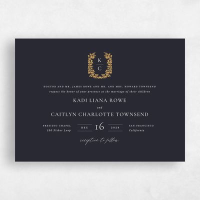 Ebony, Black Wedding Invitation - Mirra Landscape