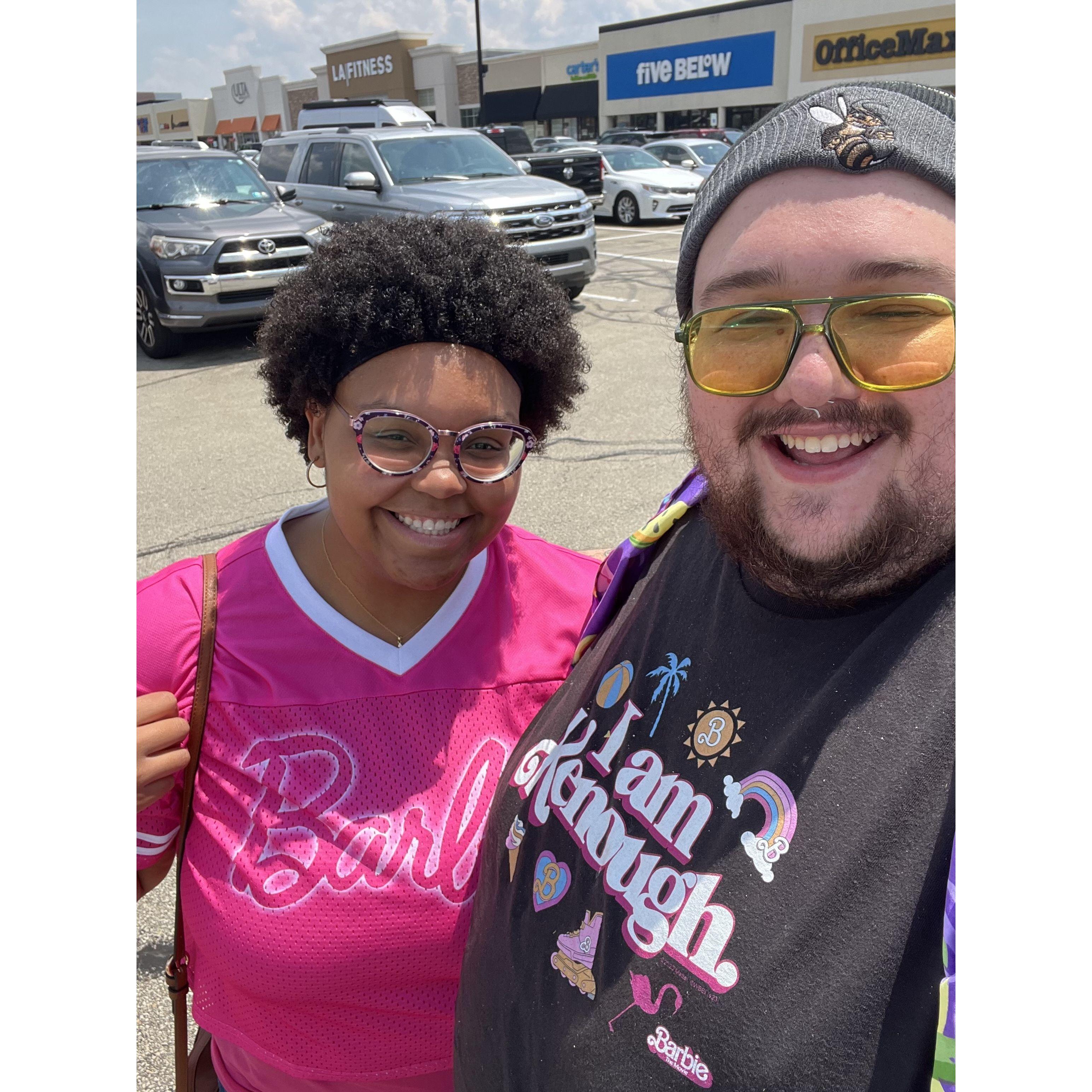 She had to match him with the Barbie shirt.
