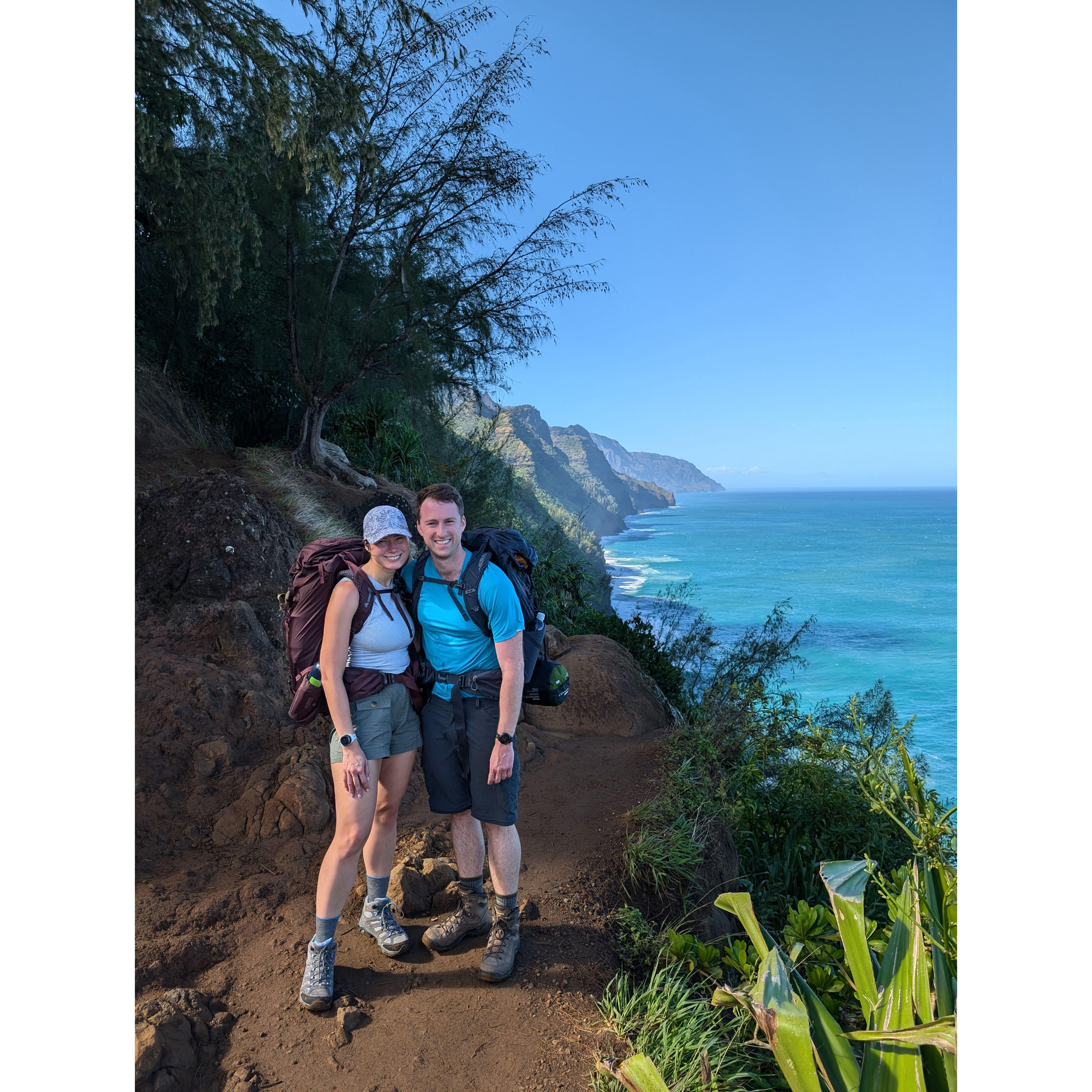 At the start of the Kalalau Trail hours before Daniel would propose to Catherine on the beach at sunset.