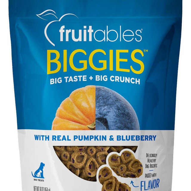 FRUITABLES Biggies with Real Pumpkin & Blueberry Dog Treats, 16-oz bag - Chewy.com