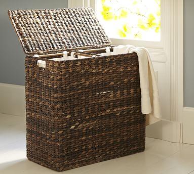 Seagrass Divided Hamper & Liner- Havana