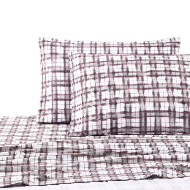 UGG® Cotton Flannel Queen Sheet Set in Cabernet Plaid