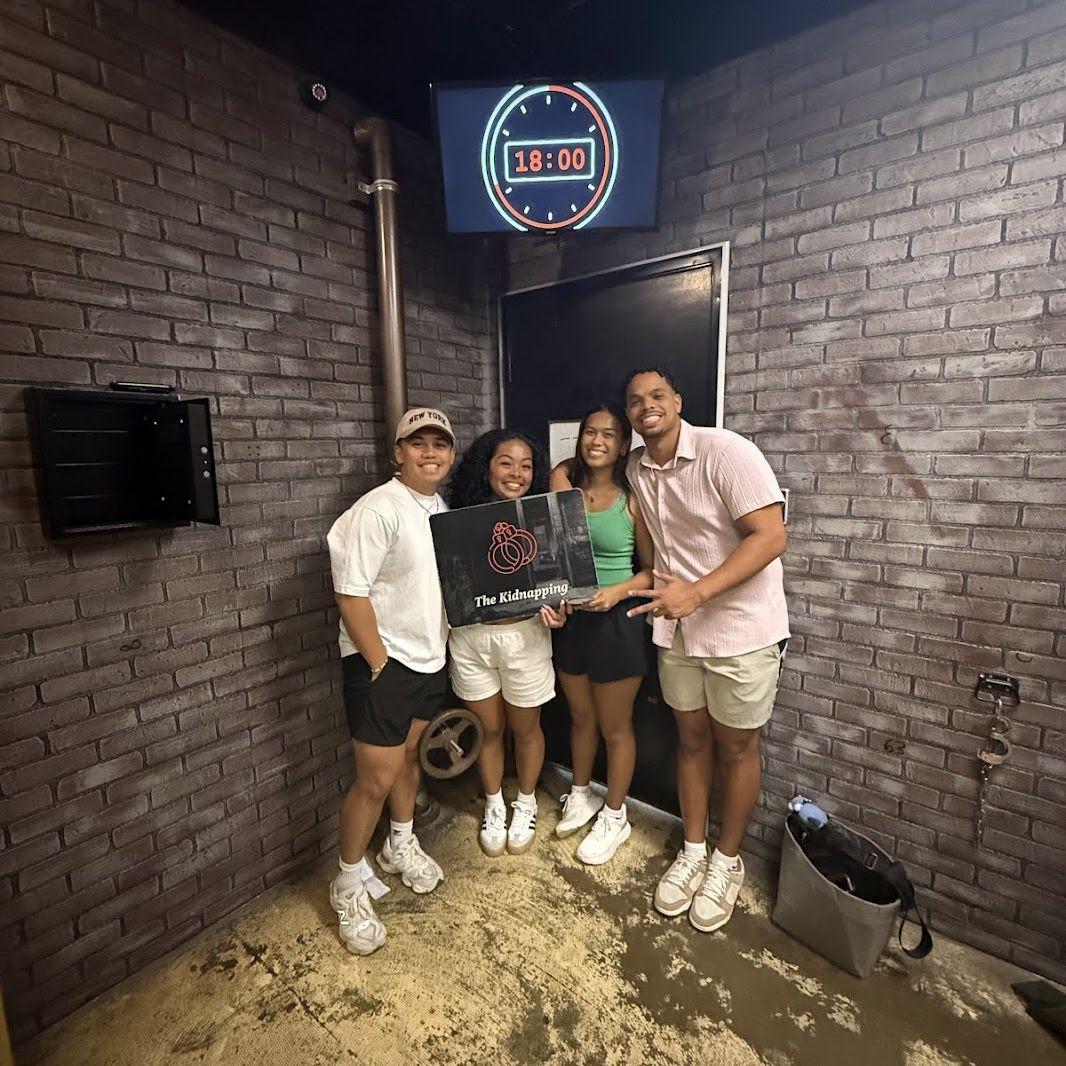 Brenen and Alexia at an escape room in Dallas with friends!
