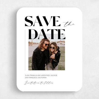 White Rounded Wedding Save the Date - Carlisle Portrait