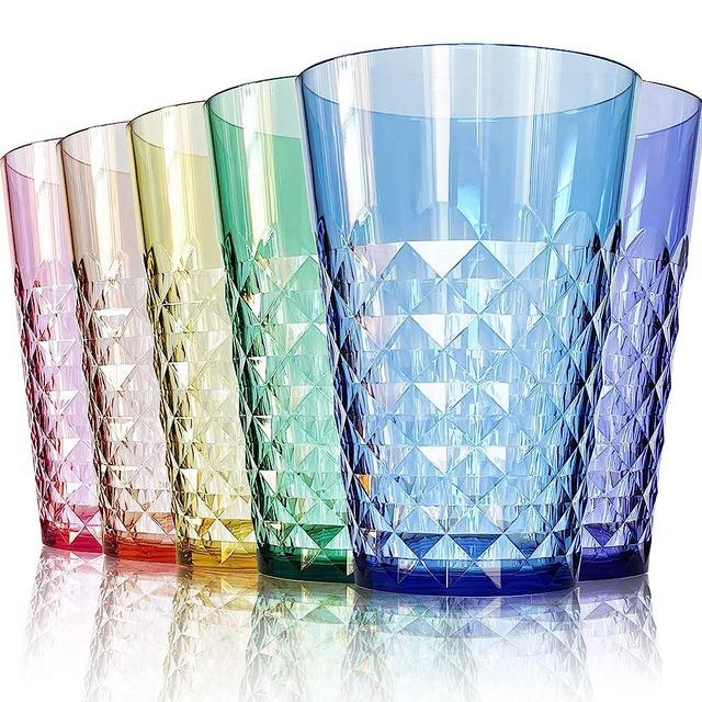 SCANDINOVIA - 32 oz Unbreakable Premium Iced Tea Glasses Tumbler (Set of 6) - BPA Free Tritan Plastic Cups - Dishwasher Safe Drinking Glasses for Juice, Beverages, Drinks & More - Diamond Cut