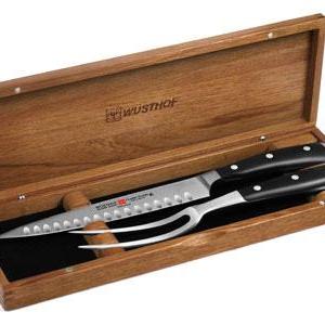 Wusthof Classic Ikon Hollow Edge Carving Set with Walnut Case
