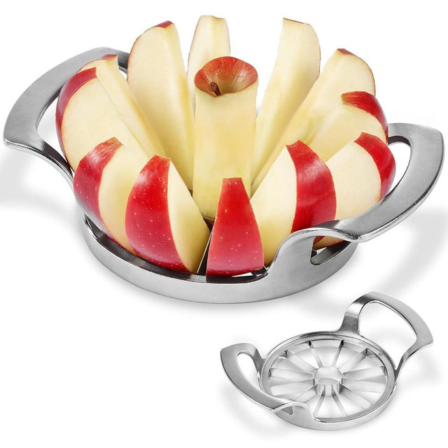 LIVSGNISTA Apple Slicer and Corer,12-Blade Sharp Stainless Steel Fruit Cutter-Frosted Handle Comfortable to Use,Apple Core Remover Tool