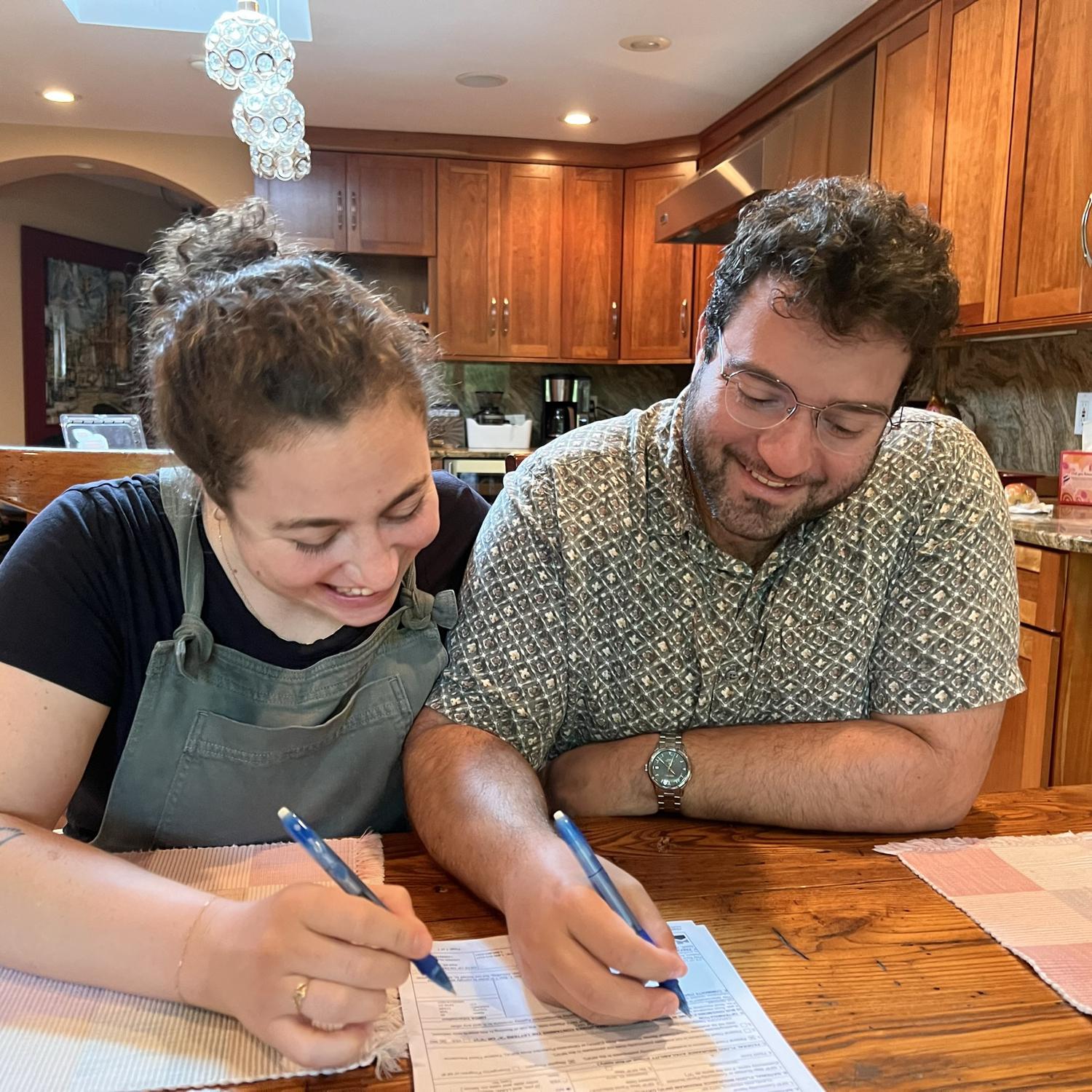 Signing our homeowner docs. Funny story is that Sam misspoke about Grace’s date of birth and they had to make edits to the paperwork VERY last minute. Now he will never forget that her bday is 9/18!