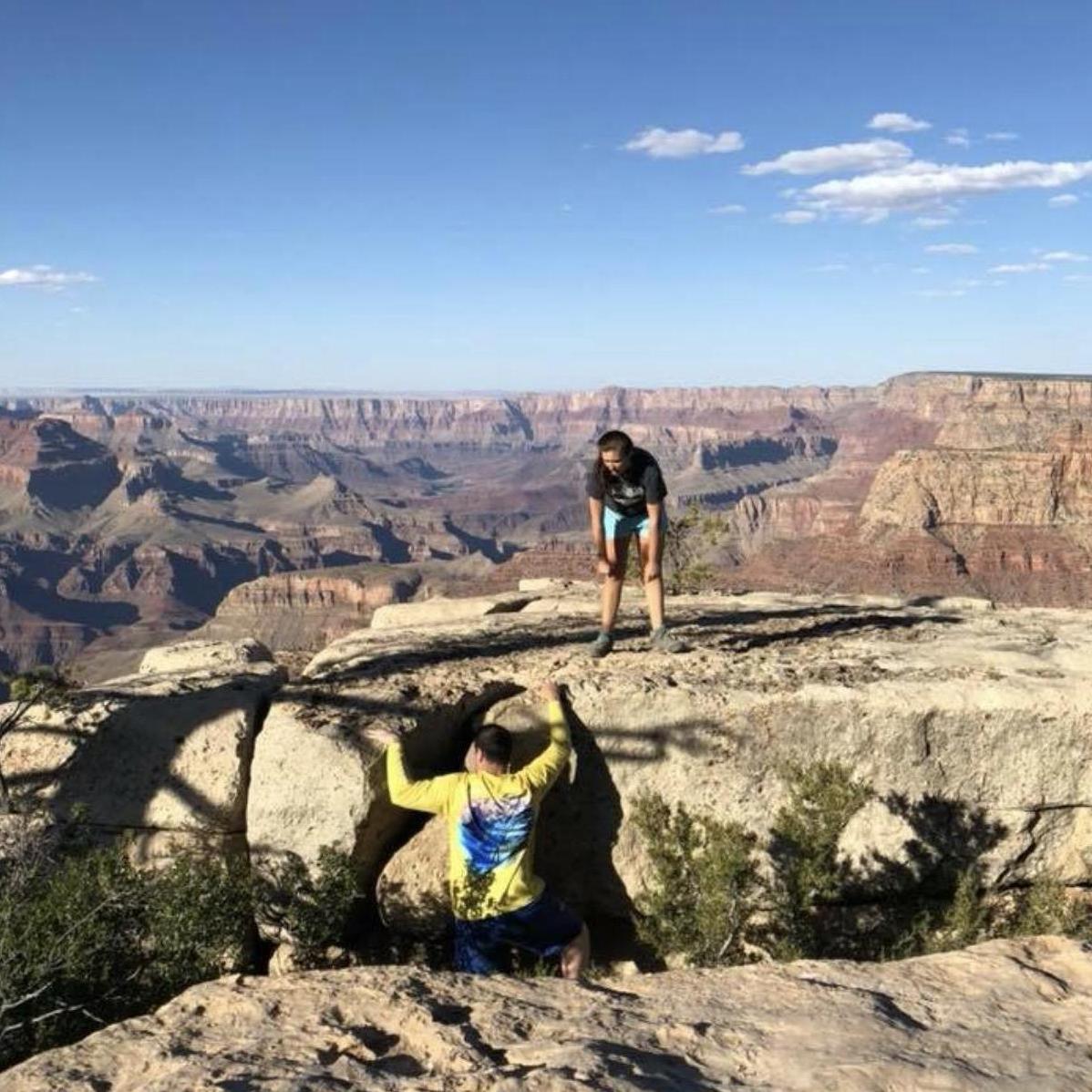 Sean and I in the Grand Canyon climbing where we shouldn’t be!