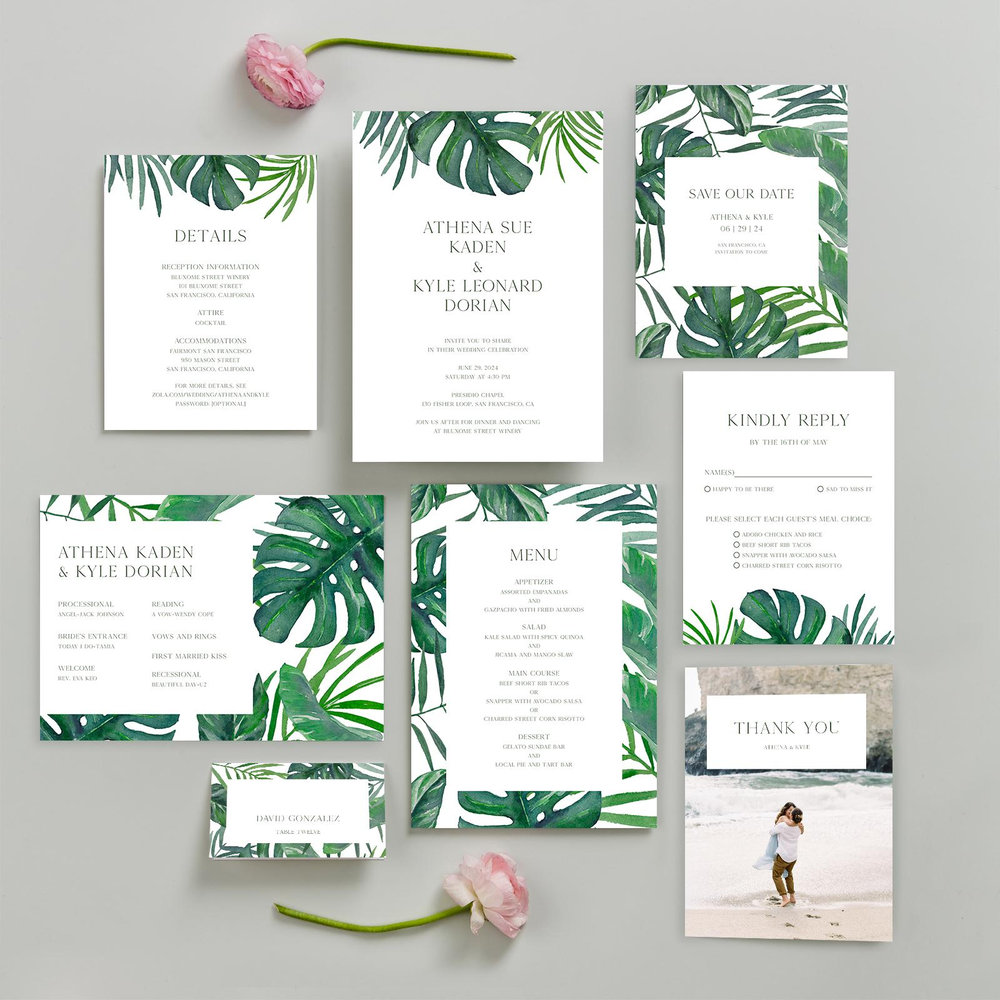 Anaheim Portrait | White | Zola Wedding Invitations
