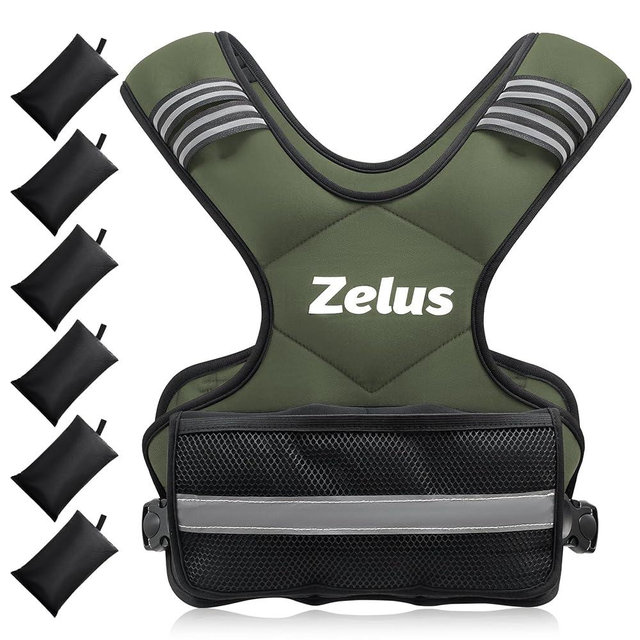 ZELUS Weighted Vest for Men and Women | 4-10lb/11-20lb/20-32lb Vest with 6 Ironsand Weights for Home Workouts | Adjustable Body Weight Vest Exercise Set for Cardio and Strength Training
