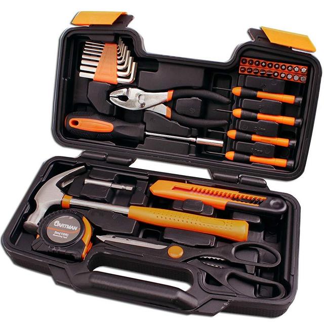 CARTMAN Orange 39-Piece Tool Set - General Household Hand Tool Kit with Plastic Toolbox Storage Case