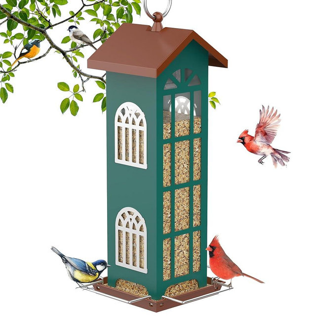 Metal Wild Bird Feeder,Bird Feeders for Outdoors Hanging,Waterproof and Rust-Proof,Easy to Clean,Disassemble and Assemble