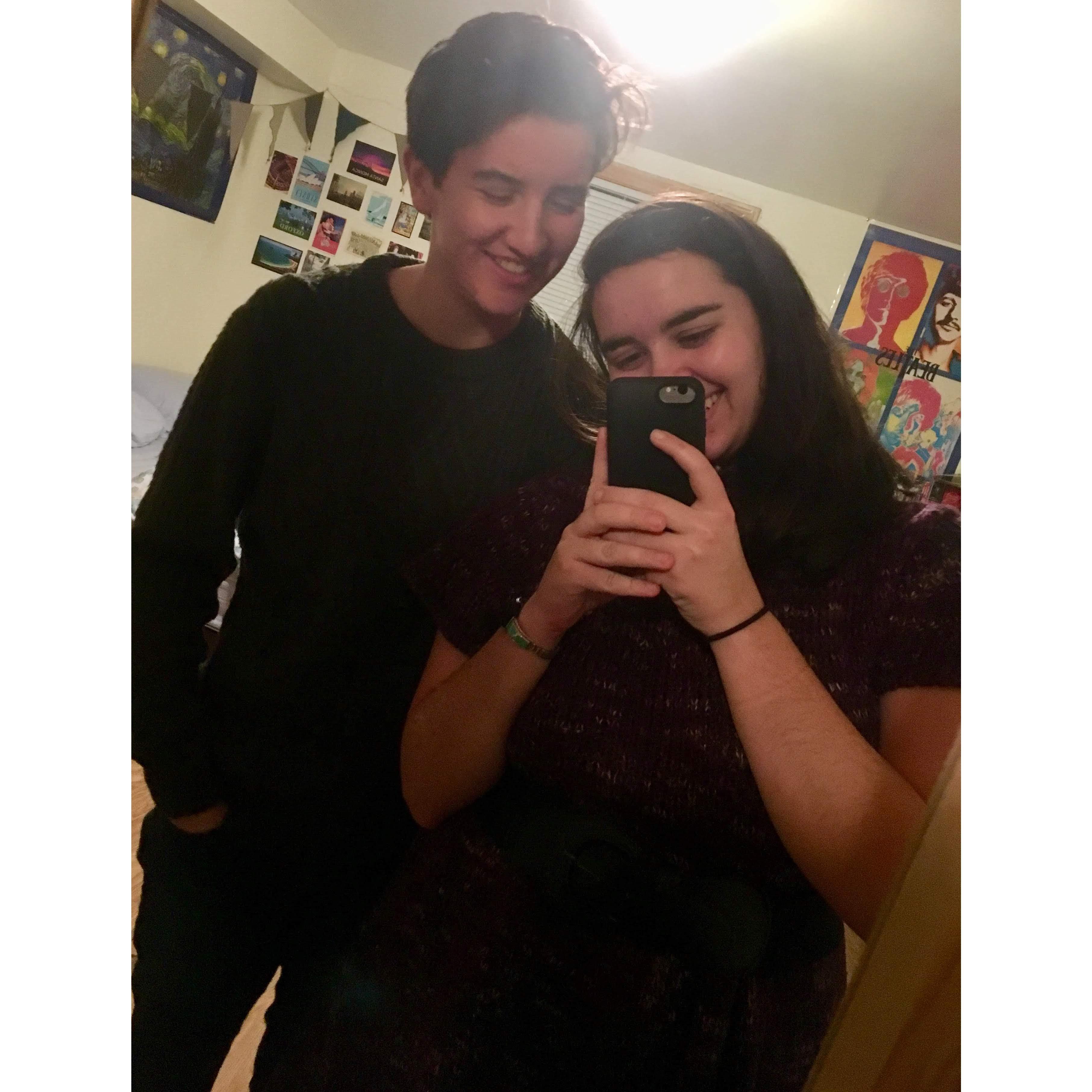 First known photo of both of us, back when Beth lived in a basement and Hollis lived in Memphis (winter 2019)