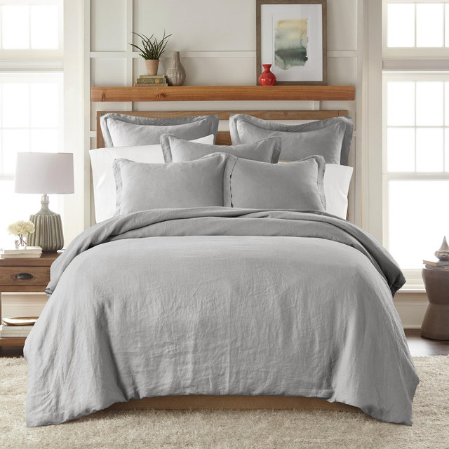 Washed Linen King Duvet Cover - Light Grey - Levtex Home