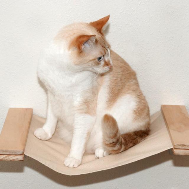 Wall Mount Cat Hammock Cat Bed Cat Shelf Cat Perch Natural Canvas Wall Mounted Cat Furniture Cat Shelves Lounging Cat Accessory Fun Cat Toy