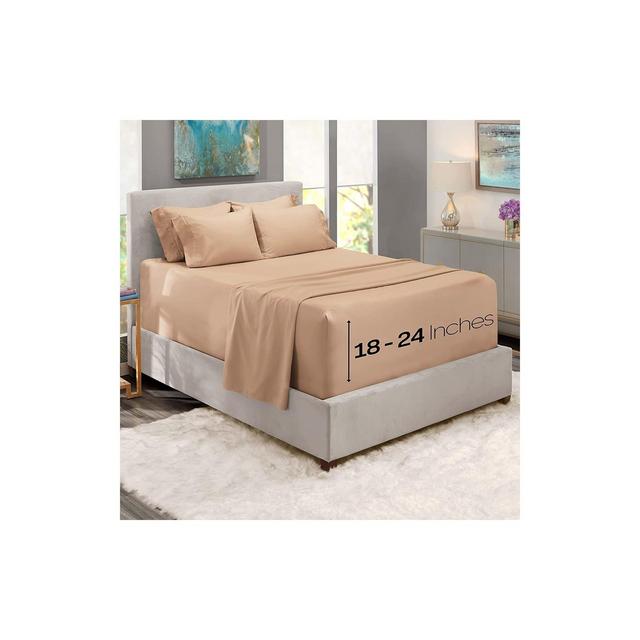 Nestl Extra Deep Pocket 6 Piece Sheet Sets, Queen Size Sheets & Pillowcases - Taupe Sand
