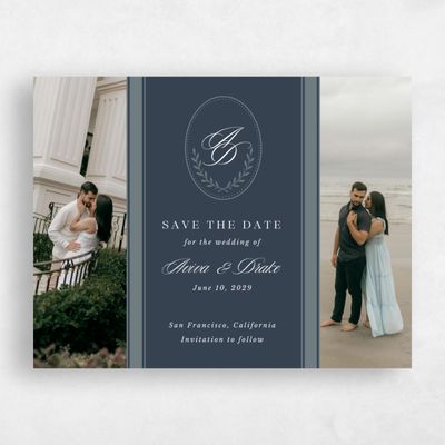 Grayed Navy, Blue Wedding Save the Date - Clyde Multiphoto