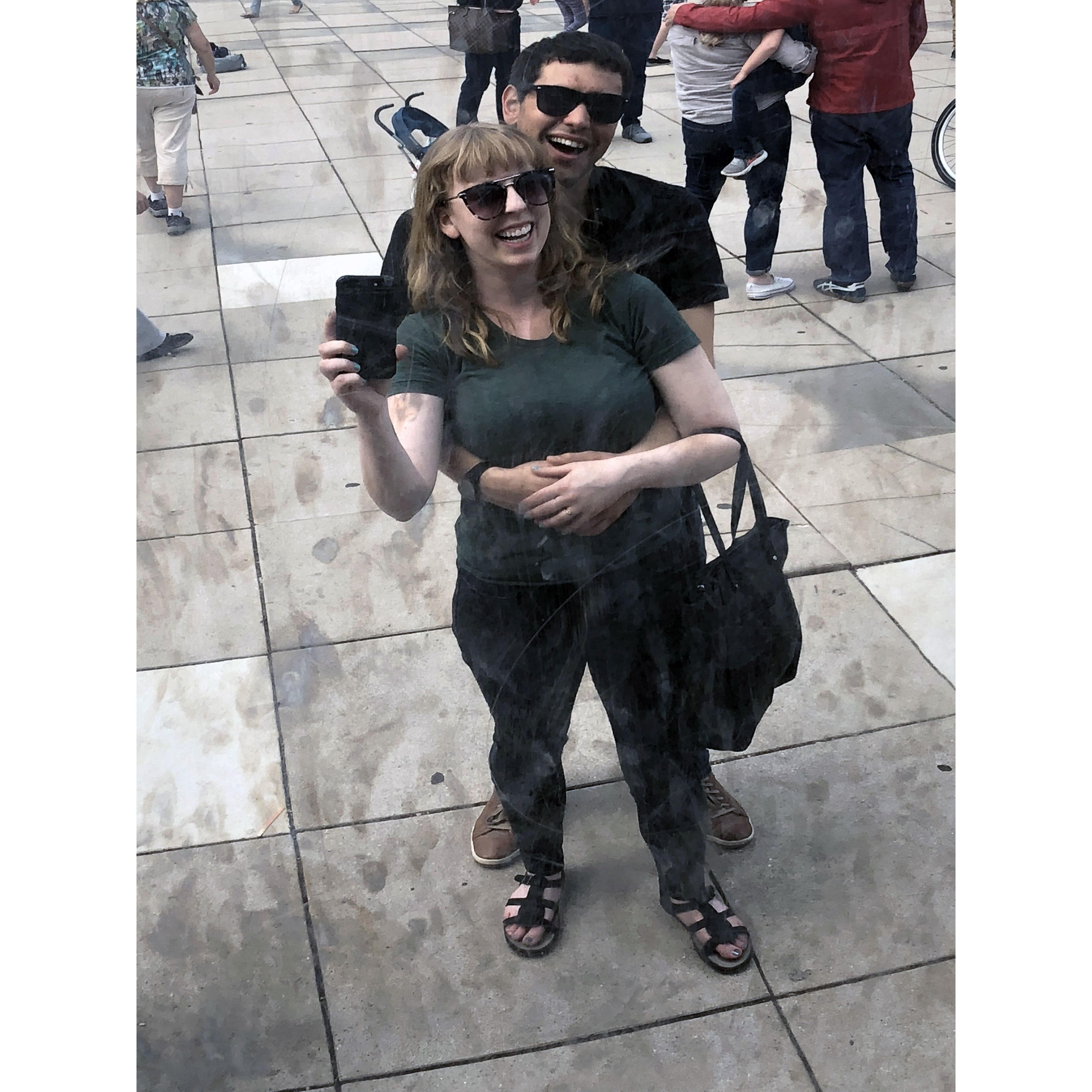 The first photo we ever took at The Bean. Huge. (both the Bean and this moment in history)