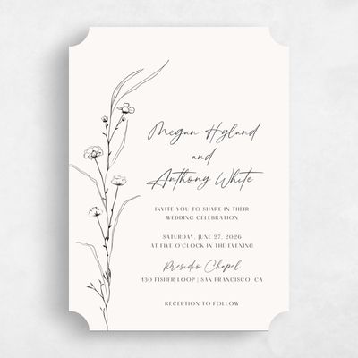 Beige Ticket Wedding Invitation - Rolland Portrait